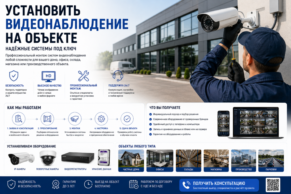 Установить видеонаблюдение на объекте